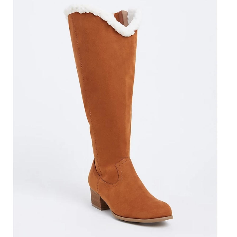 Torrid Tan Heeled Boots with White Trim